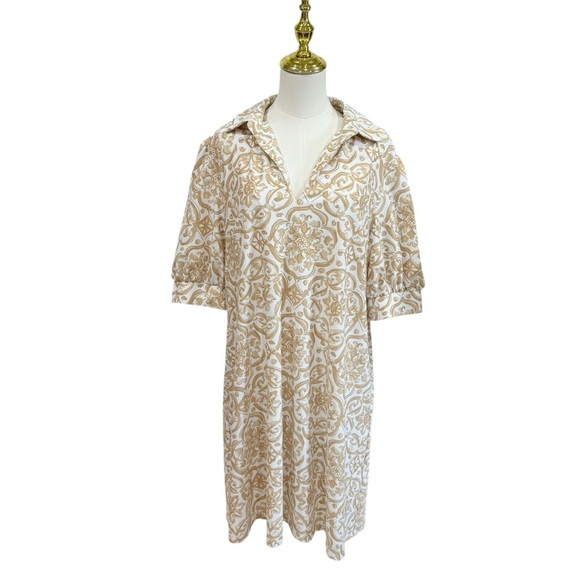 JUDE CONNALLY EMERSON DRESS LIGHTWEIGHT JUDE CLOTH PAINTED TILE SAND XXL NWT - Picture 2 of 10